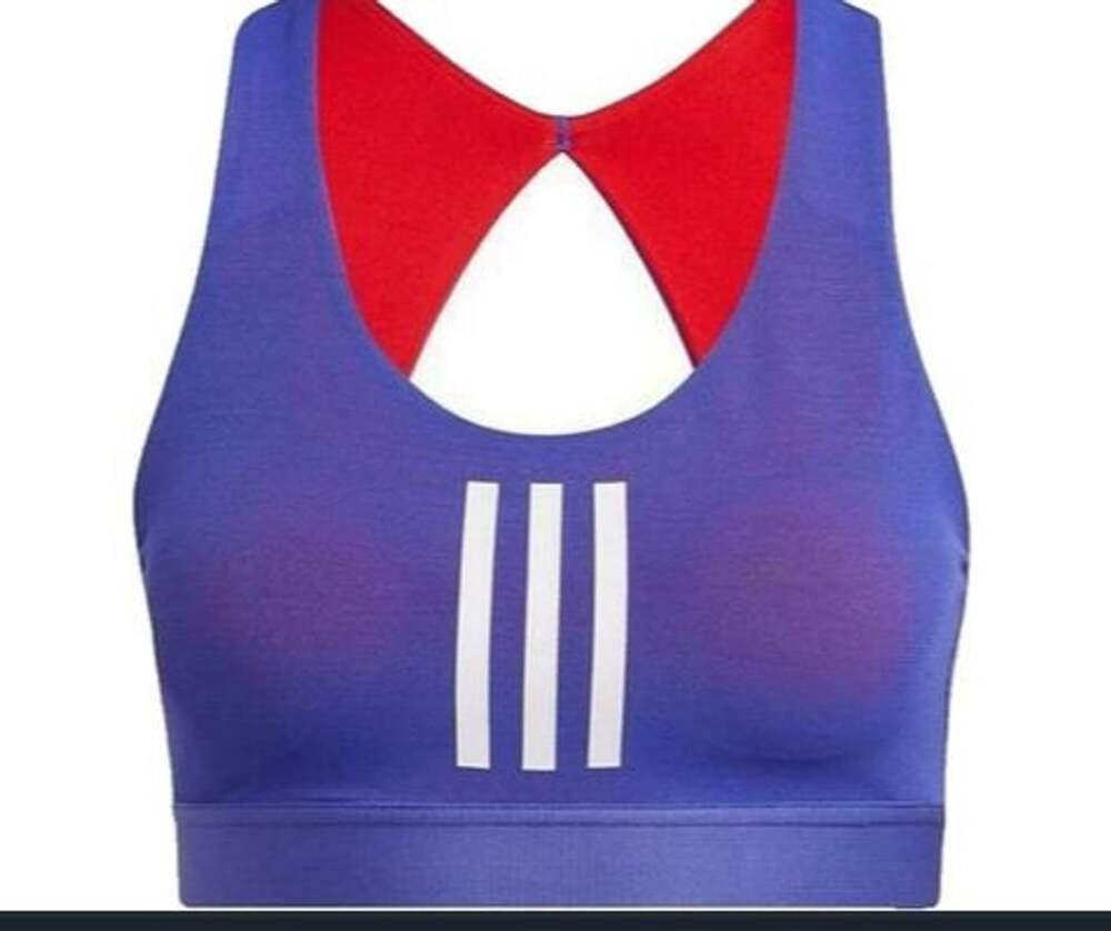 Adidas Training Medium Support Sports Bra Blue Red Sz XXS
